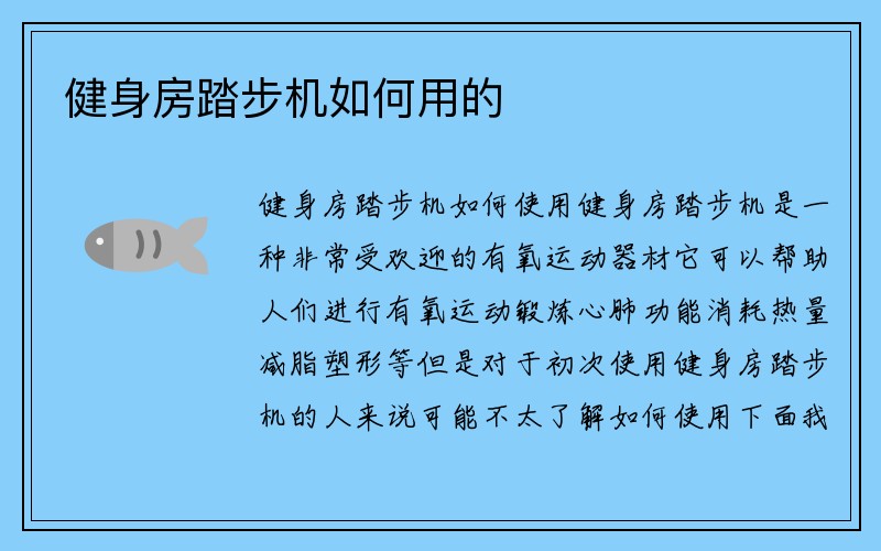 健身房踏步机如何用的