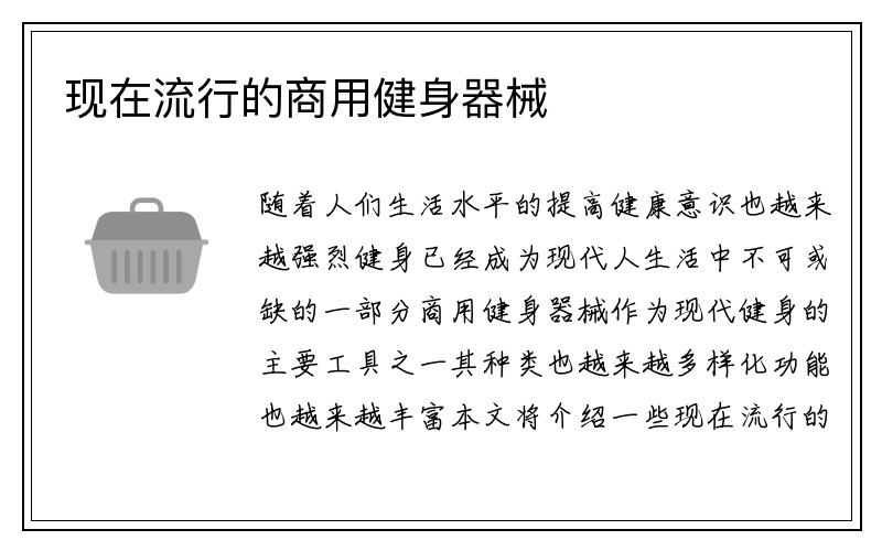 现在流行的商用健身器械