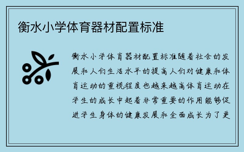 衡水小学体育器材配置标准