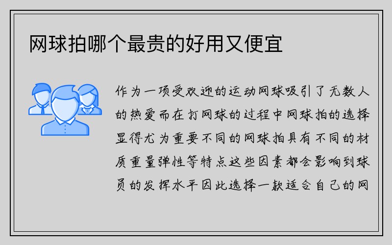 网球拍哪个最贵的好用又便宜